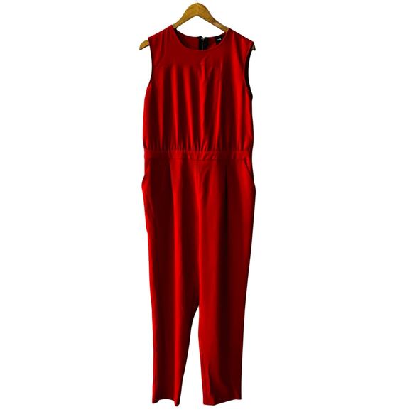 ASOS Sleeveless Straight Leg Jumpsuit Size 12 Red - Picture 6 of 6